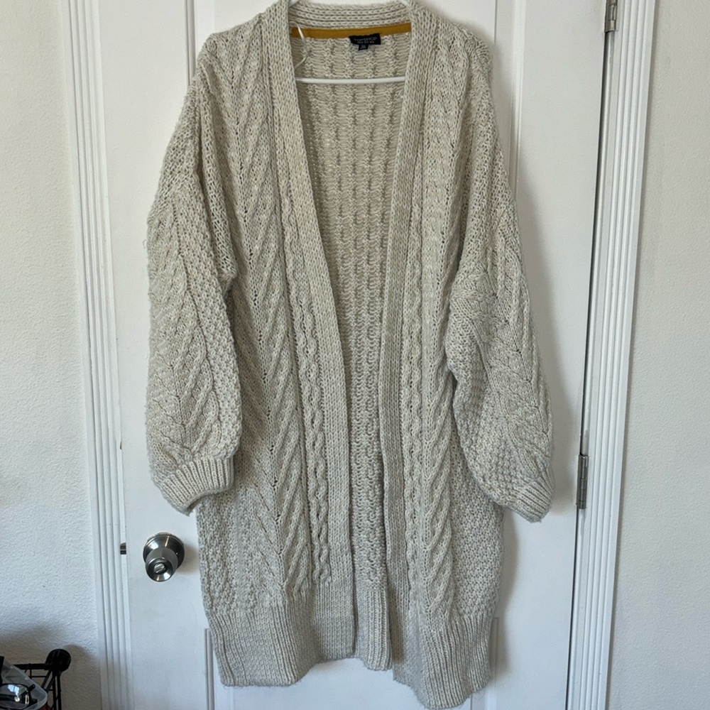 Topshop Cream Cable Knit Cardigan
